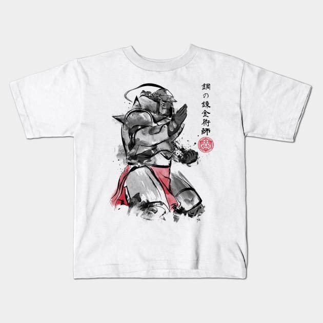 Alphonse sumi-e Kids T-Shirt by DrMonekers